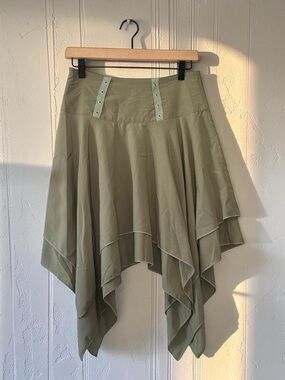 ROMWE Fairycore Lace Up Front Hanky Hem Skirt Sz S Sage Green Tie Not Included